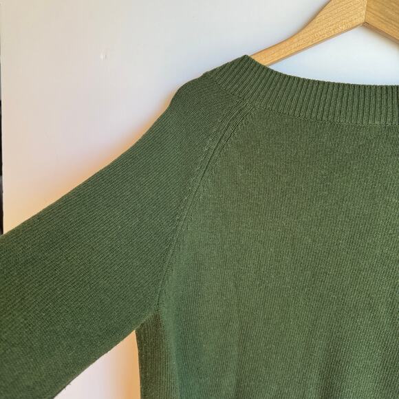 Robert Rodriguez V Neck Pullover Sweater Medium Green Black Lace Trim Wool Blend - Picture 8 of 16